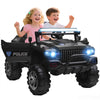 Aosom 53 L 2-Seater 12V Police Car Ride On Truck With Remote Control, Battery Operated Electric Car For Kids With Suspension, Mp