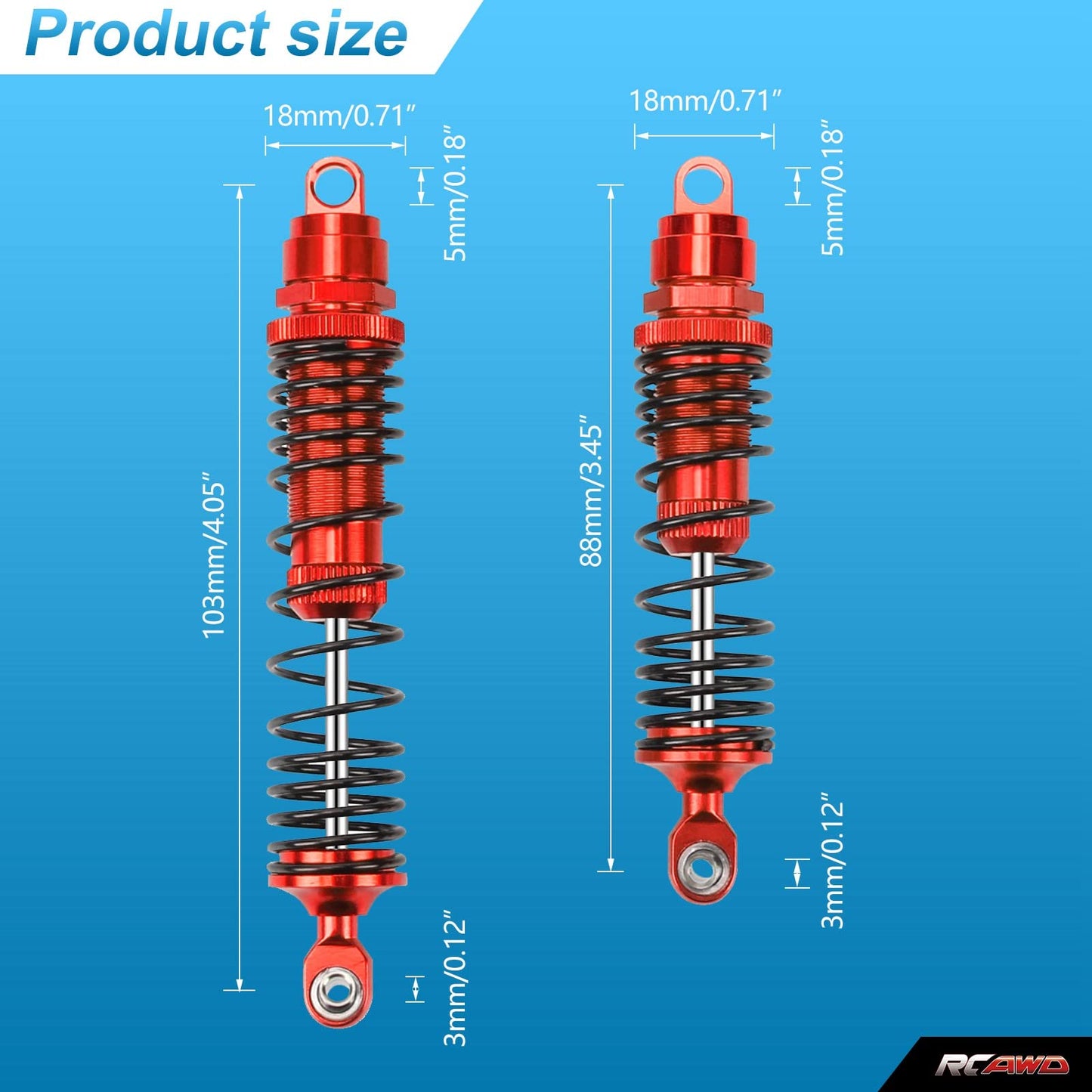 RCAWD Big Bore Shock Absorber Damper Set for Slash 2WD, Hoss, Rustler 4X4 VXL,Slash 4X4, Bandit, Ford, Nitro,Stampede Upgrades,