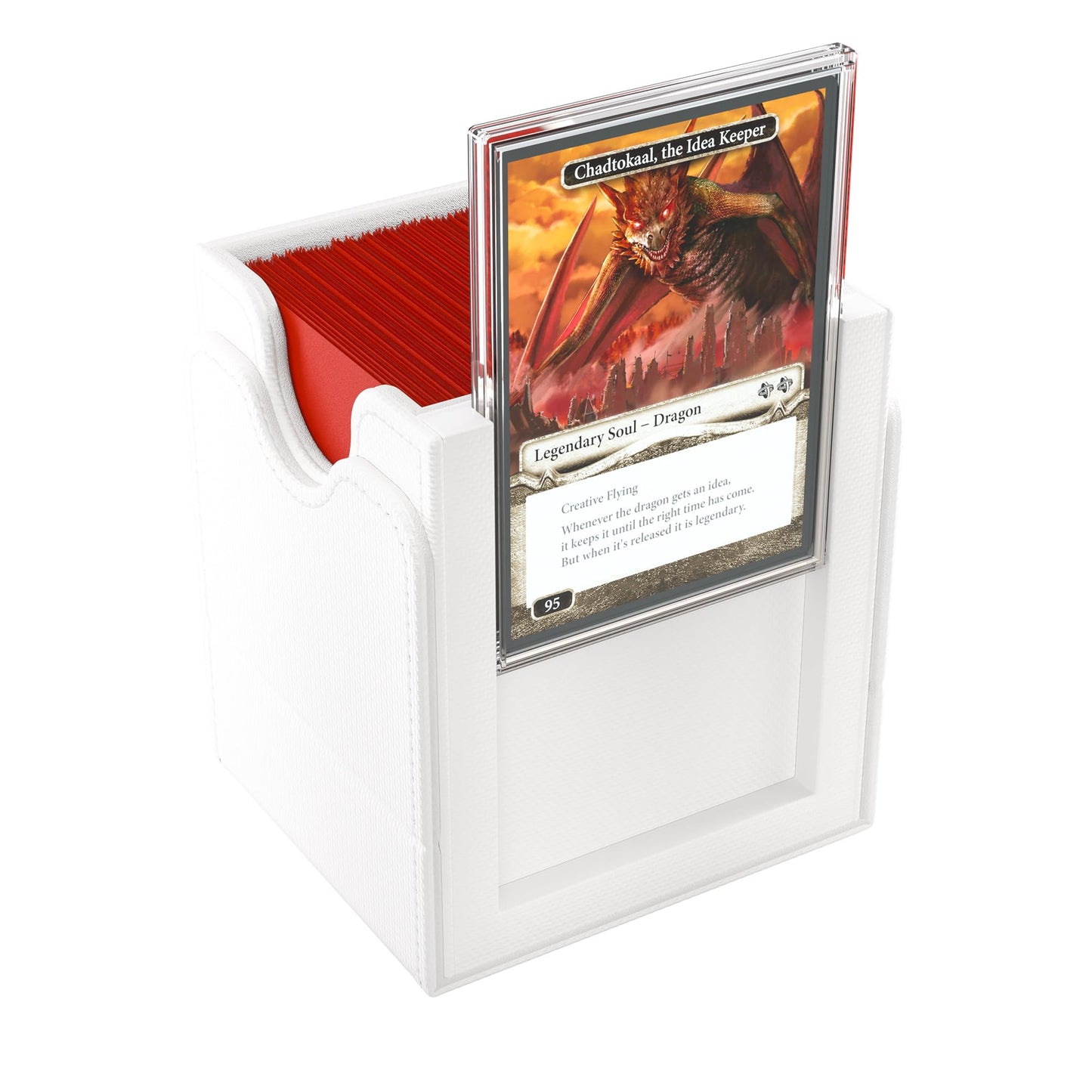 Gamegenic Squire Plus 100+ Xl Convertible Deck Box - Holds 100 Double-Sleeved Cards! Premium Commander Card Case, Detachable Slide Card Case, Armorfyber Surface, White Color, Made By Gamegenic