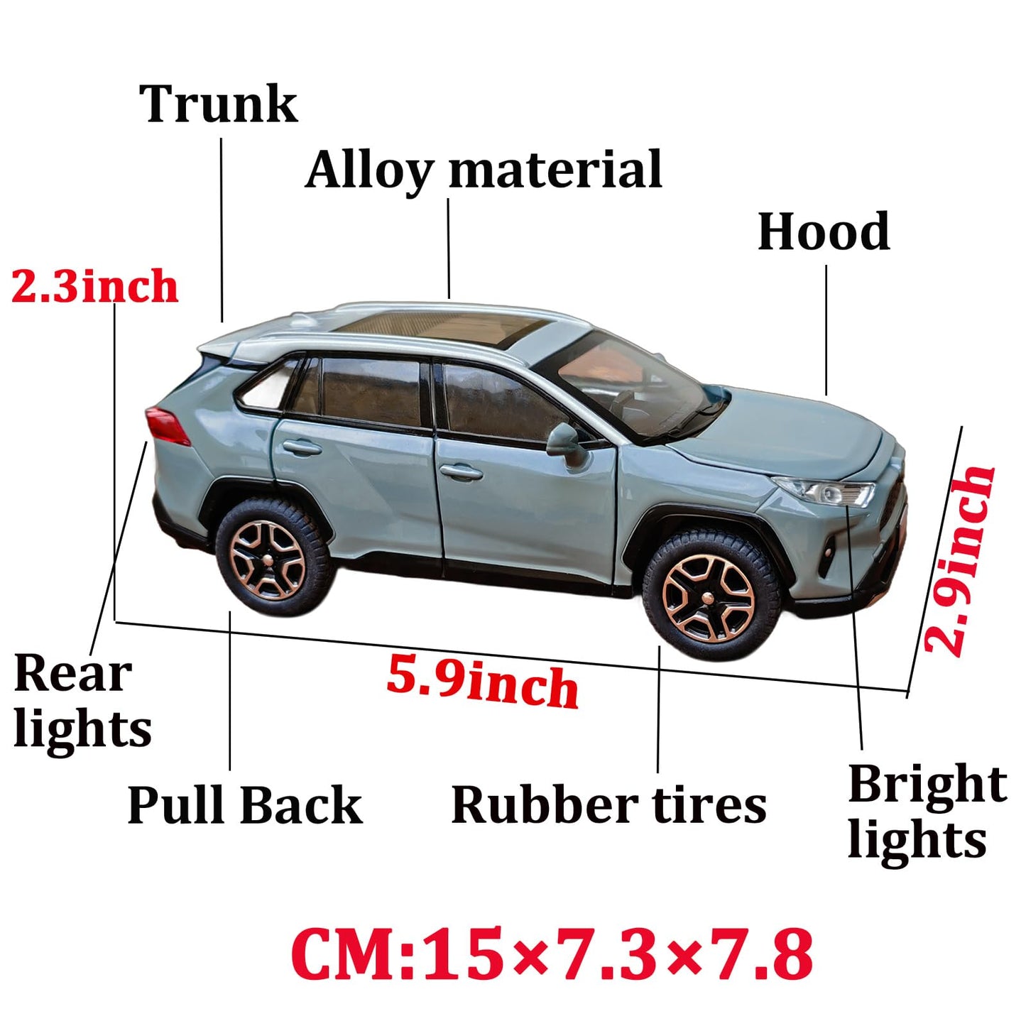 Toy Car Rav4 Model Cars Pull Back Toys Diecast Cars 1/32 Metal Collect Car With Light And Sound Pull Back For Boys Children Age