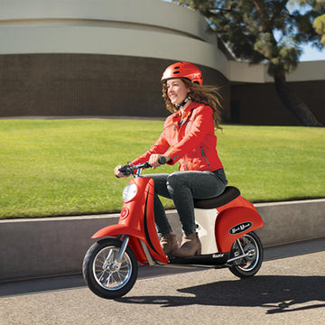 Razor Pocket Mod Hot Rod, Miniature Euro 24V Electric Kids Ride On Retro Moped Scooter, Speeds Up To 15 Mph And 10 Mile Range, Ages 13+, Red