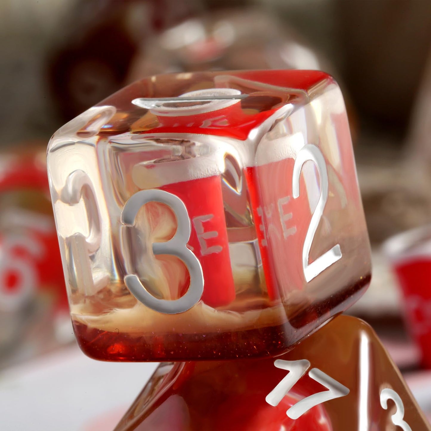 Cola DND Dice, DNDND 7PCS Resin DND Dice Set with Velvet Bag for D&D Role Playing Games and Tabletop Games(Cola