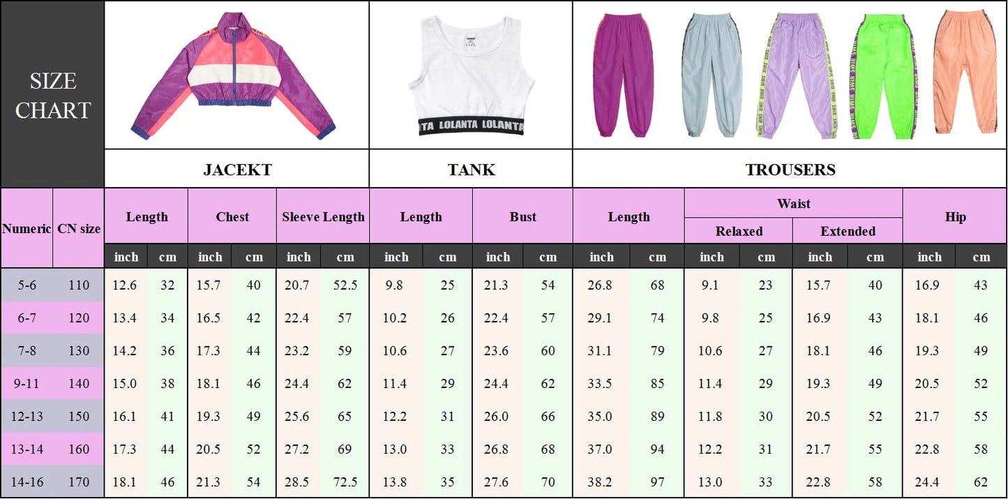Lolanta Girls Street Dance Clothing Set, Hip Hop Modern Jazz Team Performance Costume, Girls Dance Wear Sets (Rose Red, 7-8)