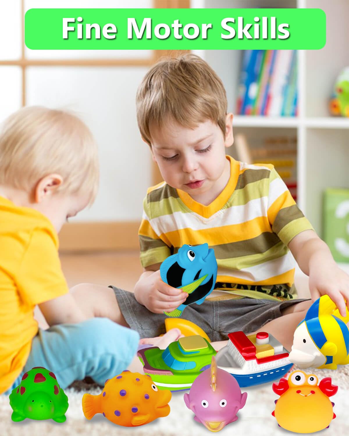Mold Free Bath Toys For Toddler-1-3 - No Hole Bath Toy For Infants 6-12 Months - Baby Bathtub Water Pool Toys Shower Gifts For 1