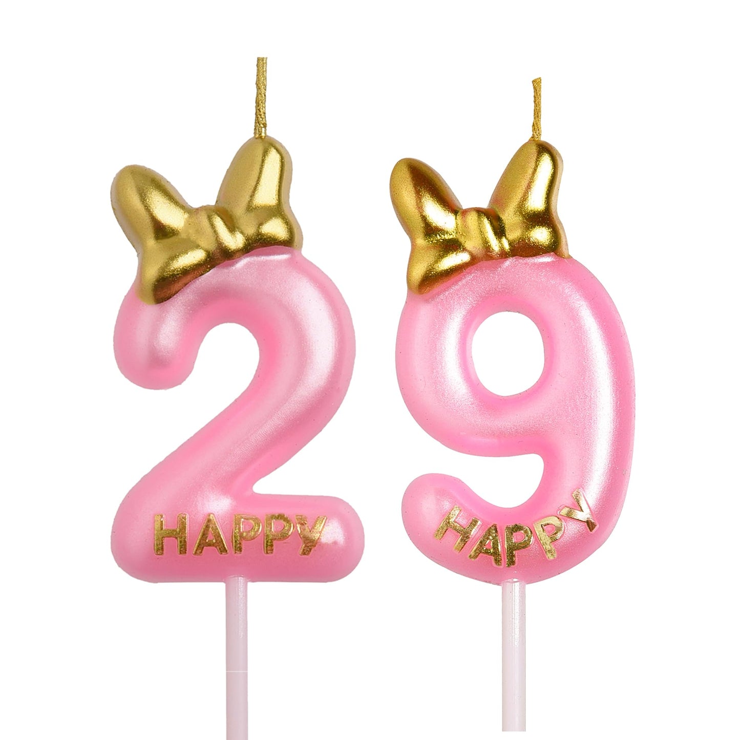 AOOLADA 29th 92nd Birthday Candles, Pink 92 29 Year Old Cake Topper Cute Number Birthday Candles, Happy Birthday Party Decoratio