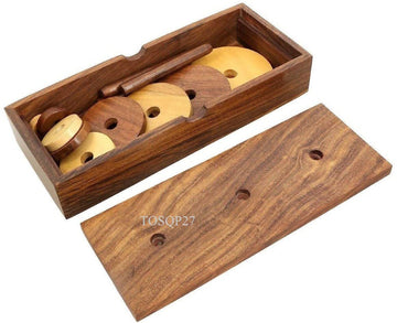 TOSQP27 Tower of Hanoi Wooden Puzzle - 9 Rings Logic Game, Premium Rosewood, Model MN-Tower-Puzzle-Hanoi