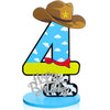 Vercraft Toy Theme 4th Birthday Party Number Centerpiece Cartoon Party Number Sign Blue Sky and White Cloud Cow Birthday Sign fo