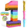 Rainbow Number Pinata for Girls Boys Birthday Foil Number Pinata with Blindfold Stick Confetti for Kids Birthday Anniversary Tie