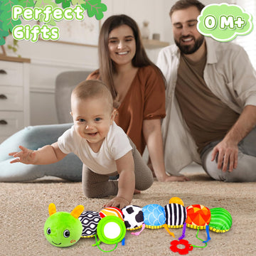 Vpkefla Infant Baby Toys 0 To 12 Months, Stuffed Animal Tummy Time Toys Sensory Toys With Crinkle, Rattles, Textures And Mirror
