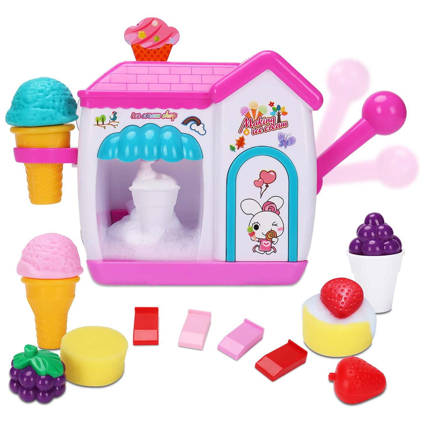 Augtoy Bath Toys For Toddlers 3-5 Years, Ice Cream Foam Maker Bath Toys For Kids Ages 4-8, Bubble Pretend Cake Play Set Bathtub Toys Age 3 4 5 Year Old Girls Boys Easter Birthday Gifts Idea