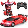 Qumcou Remote Control Car,Transform Robot RC Cars with Cool LED Headlights, 2.4Ghz Toys Car with 360 Degree Rotation and One-But
