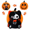Halloween Stuffed Animal Reversible Black Cat Plush,Skeleton Black Cat Transformed Pumpkin Plush Zipper,Halloween Black Cat Stuf