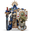 JOYTOY Warhammer 40k Ultramarines Ultramarines Primaris Captain with Relic Shield and Power decorative replica blade 1/18 Action Figure Model Dedicated to You who Love Collecting