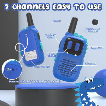 Holiky Walkie Talkies For Kids With Dinosaurs Silicone Sleeve, Toys For 3-7 Year Old Boys Girls, Kids Walkie Talkies 1000Ft Rang