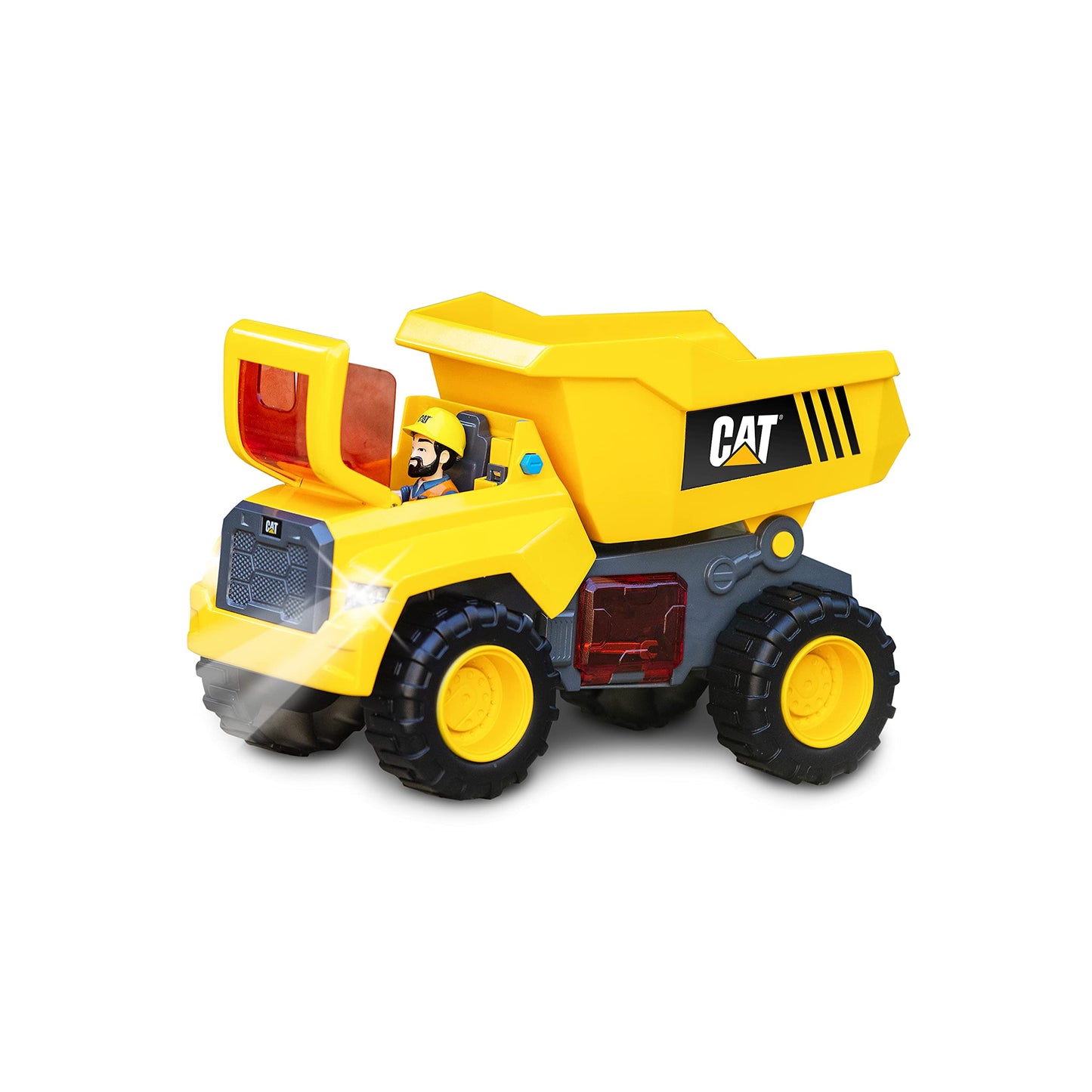 CAT Construction Toys, Power Action Crew 12'' Dump Truck with Action Figure, Lights and Sounds, Ages 3 and up