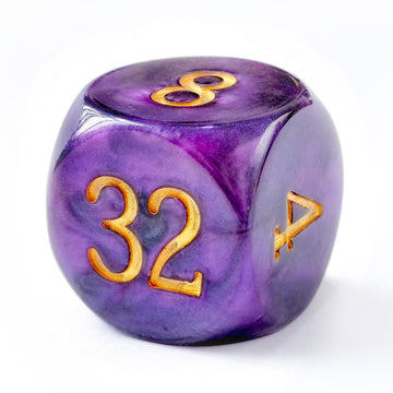 5Pcs Set 30Mm Backgammon Pearl Dice Set - 30Mm (1 3/16'') Large Backgammon Doubling Cube Plus 4Pcs 16Mm Dice(Purple/Black Marble