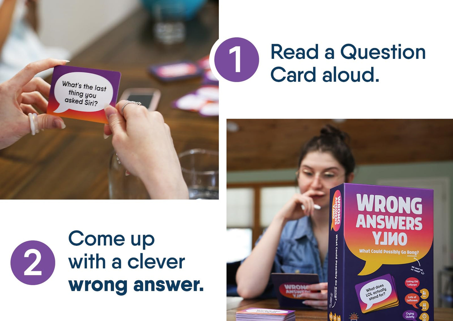 Gray Matters Games Wrong Answers Only Party Game - Fun Group Guessing Game for 8 Players, Ages 14+, Small, Purple, Model WAO032023