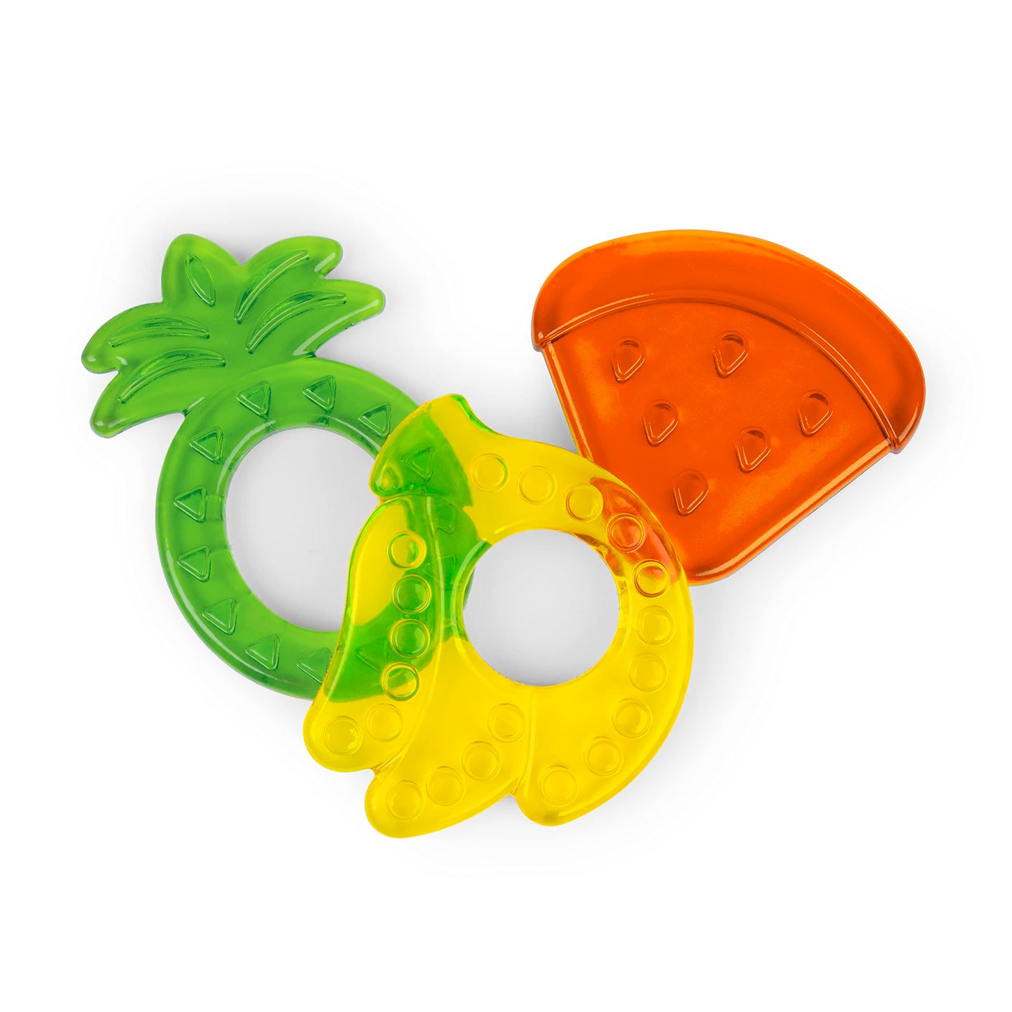 Bright Starts Juicy Chews 3-Pack Textured Teethers - Watermelon, Pineapple, Banana - Bpa Free, Unisex, 3 Months +