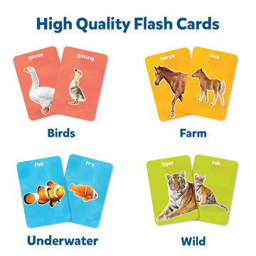 Skillmatics Thick Flash Cards For Toddlers - Animals & Their Babies, 3 In 1 Educational Game, Gifts, Includes Learning Activitie