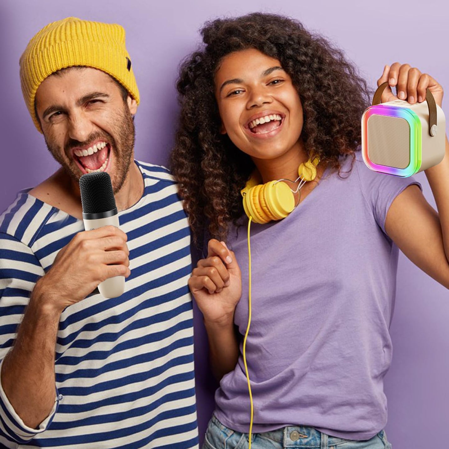 Niskite Mini Karaoke Machine With 2 Wireless Microphones: Funny White Elephant Gifts For Kids Teens Adults