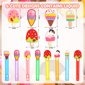48 Pieces Mini Ice Cream Bubbles Wands Ice Cream Theme Party Favors Party Supplies Decorations For Kids Adults Goodie Bag Filler