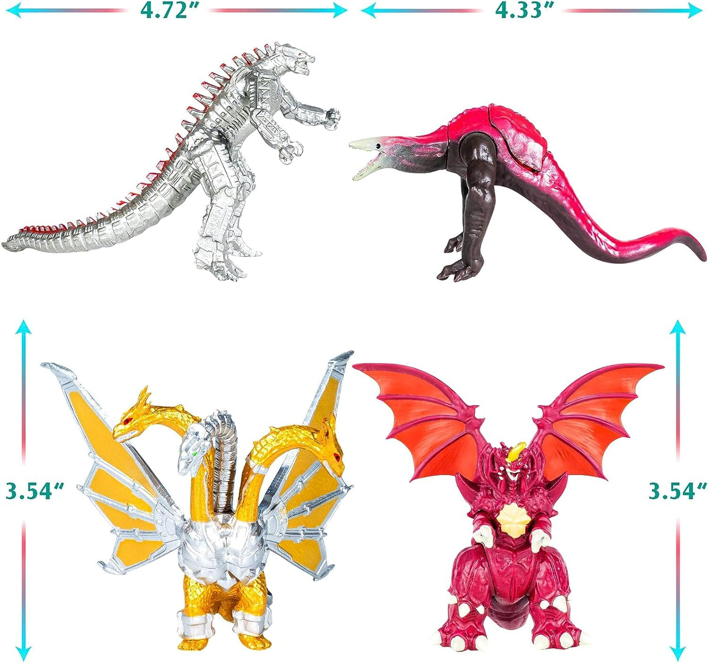 Jaykenixo 10Pcs New Dragon Action Figures King Of The Monsters - Dragon Vs Kong Mini Monster Orangutan Playsets