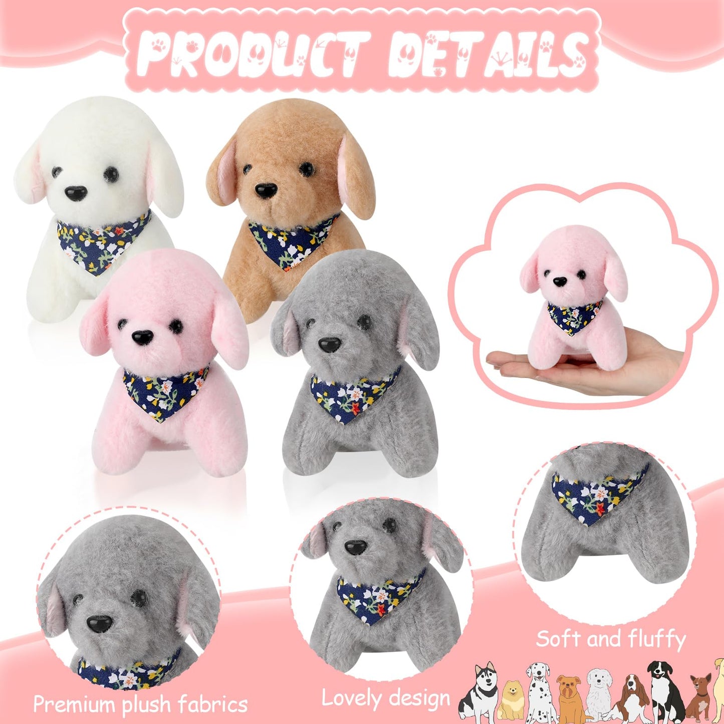 Wettarn 12 Pcs Cat Dog Plush Keychain Bulk Small Stuffed Animal Puppy Kitty Kawaii Cute Kitty Puppy Plush Keychain For Backpack