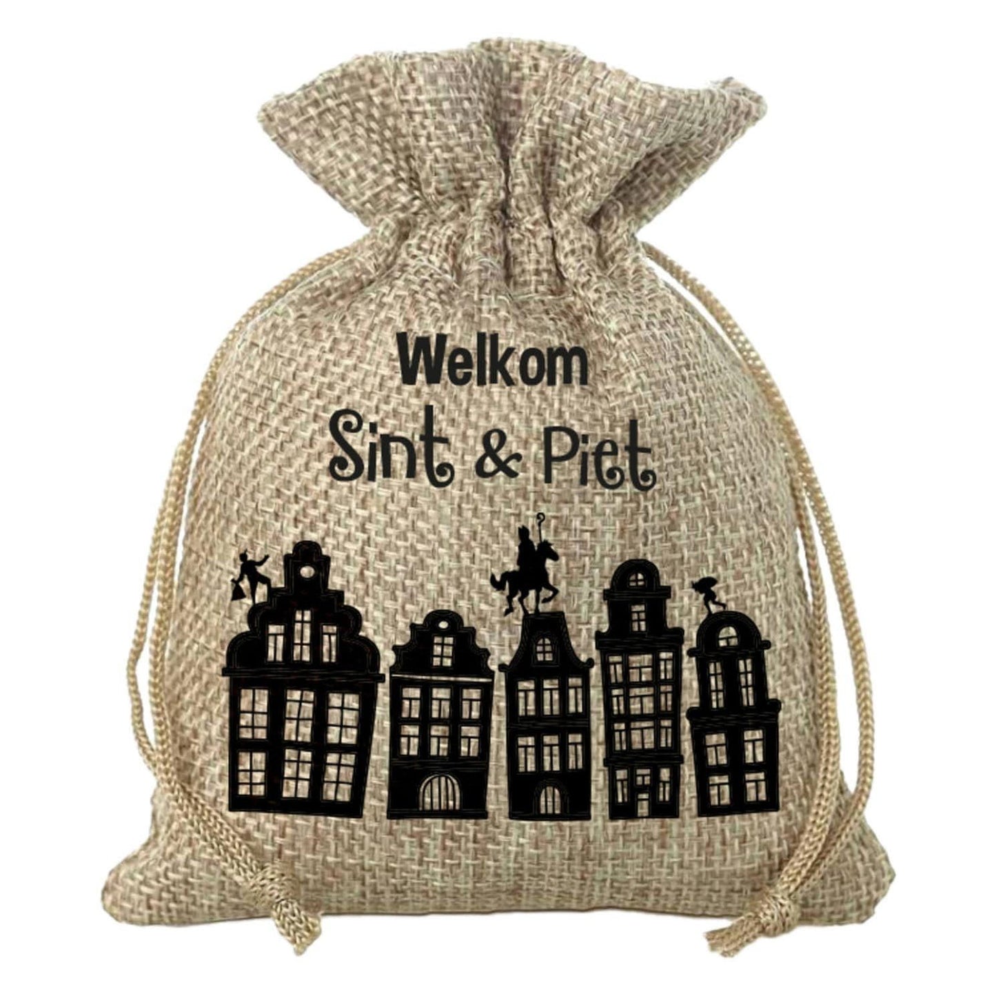 Folat 65695 Gift Bag Welkom Sint & Piet (NL) 18 x 25 cm Saint Nicholas Day, Beige