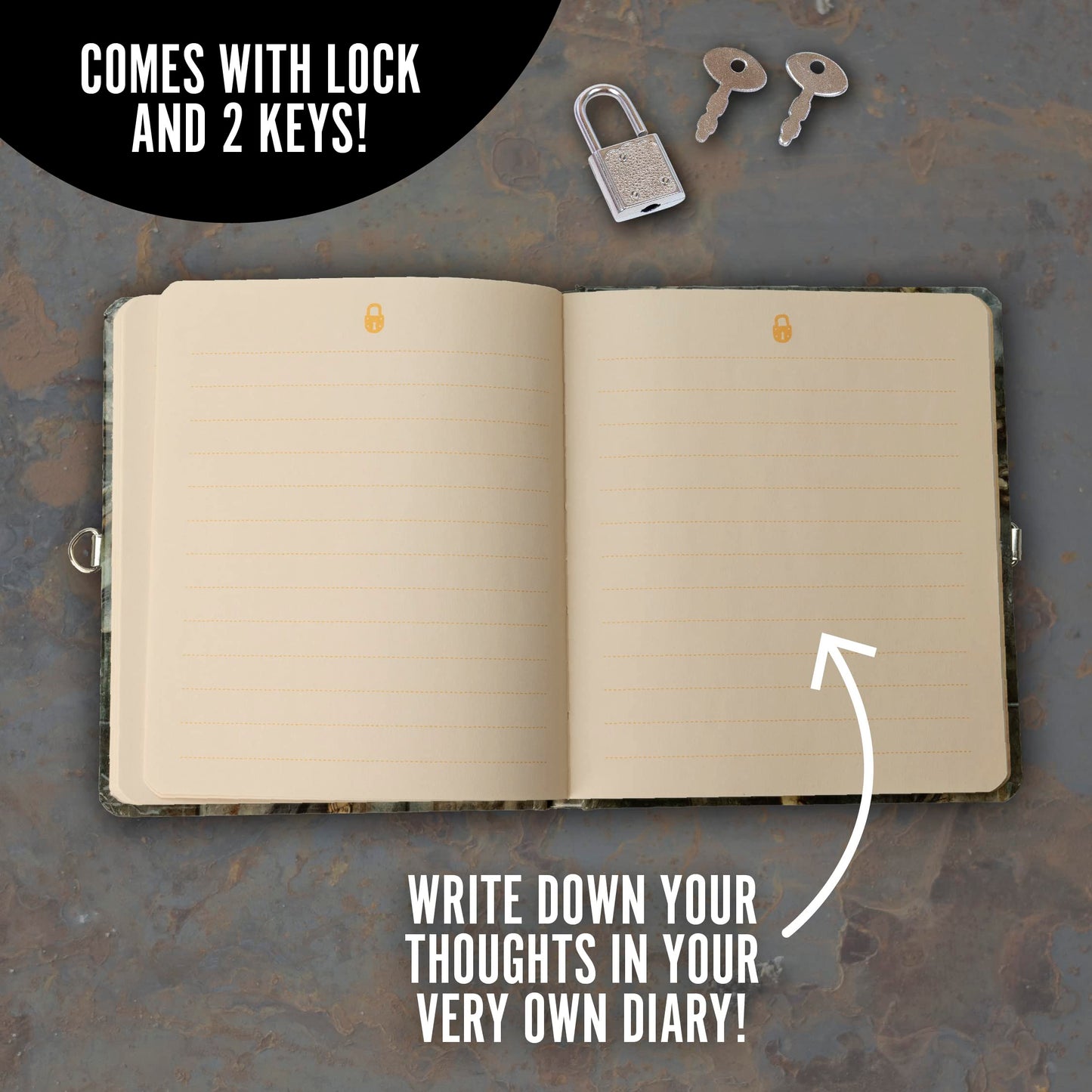 Peaceable Kingdom Keep Out 6.25' Lock And Key, Lined Page Diary For Kids