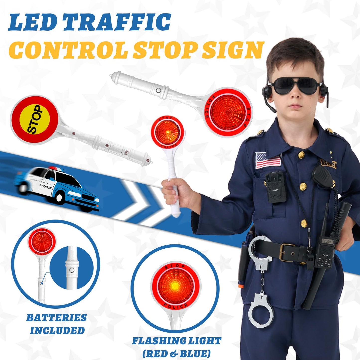 Mgparty Police Officer Costume For Kids Halloween Police Cosplay Accessories For Boys Girls Halloween Dress Up Party