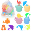 Baby Bath Toys, 13 Pcs Silicone Mold Free Bath Toys With A Storage Bag, Squeezable Dinosaurs Bathtub Toys, No Hole Sensory Ocean