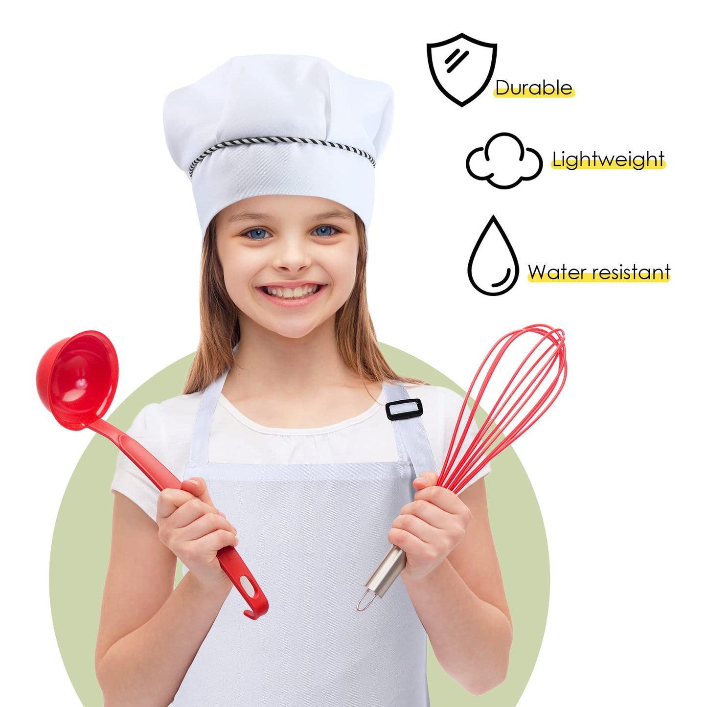 28 Pcs Kids Apron Bulk Chef Hat Set, Adjustable Children's Bib Apron Boys Girls Aprons with 2 Pockets Chef Costume (White)