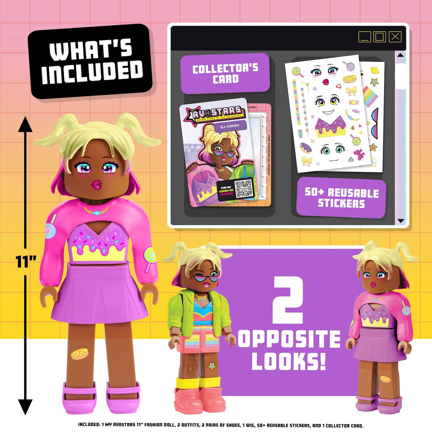 My Avastars DJ-Candy Fashion Doll - 11 Multicolored with 2 Outfits & 100+ Customization Options