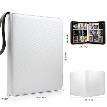 Wot I Trading Card Binder, 900 Pockets Baseball Card Binder Sleeves With Zipper, Double Sided Pockets Card Holder Carry Card Cas