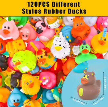 120 Pcs Rubber Ducks In Bulk, Jeep Ducks, Mini Rubber Duckies For Toddler Baby Bath Toys, Kids Bath Pool Toys, Duck Gifts For Bi