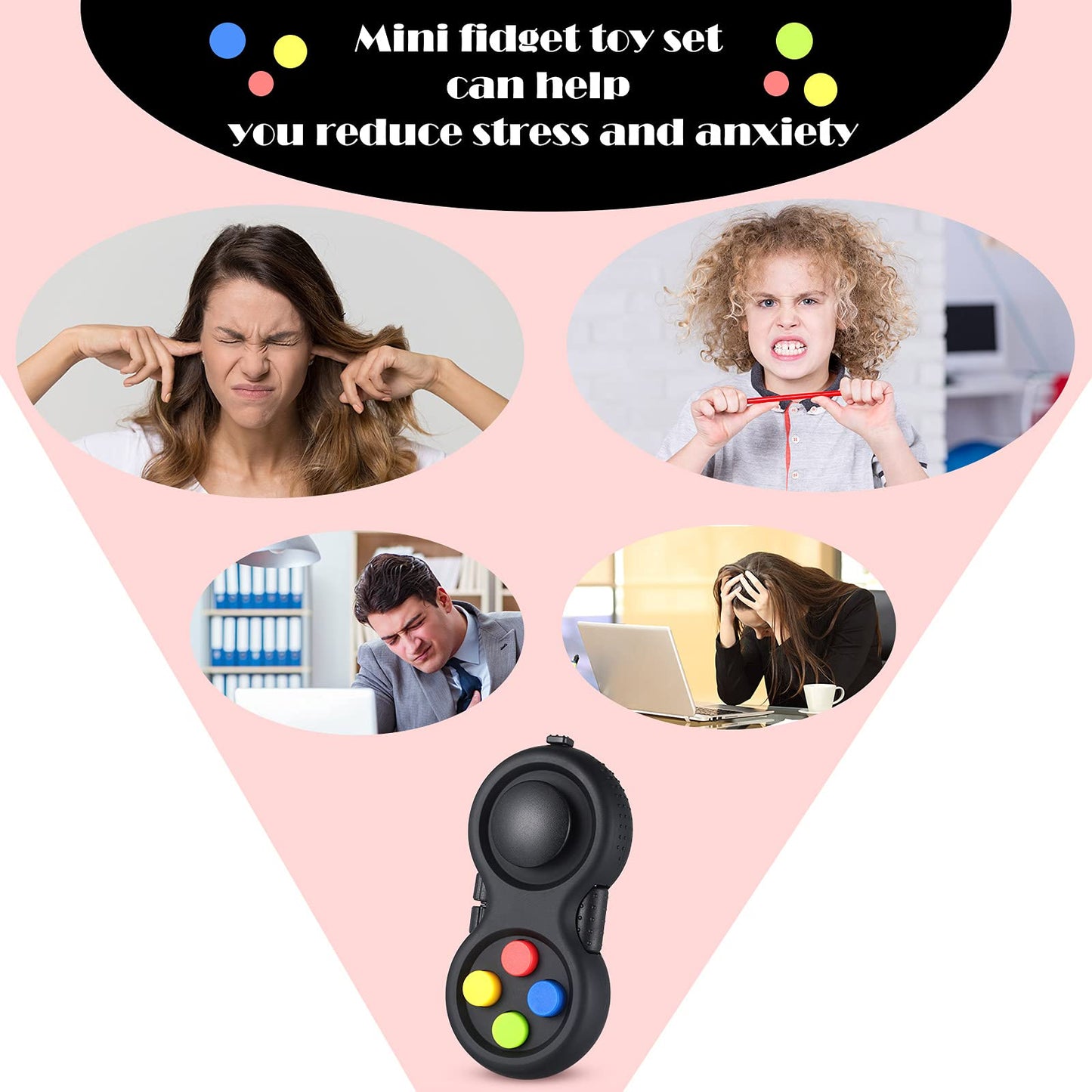 Skylety 6 Pieces Cam Fidget Pad Controller Relieve Anxiety Handheld Mini Game Remote Controller Fidget Pad Stress Reducer For Adult Relieve Stress(Simple Colors)