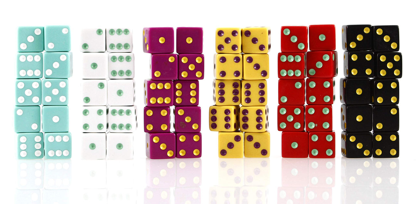 Tenzi Party Pack Dice Game Bundle With 77 Ways To Play A Fun, Fast Frenzy For The Whole Family - 6 Sets Of 10 Colored Dice - Colors May Vary