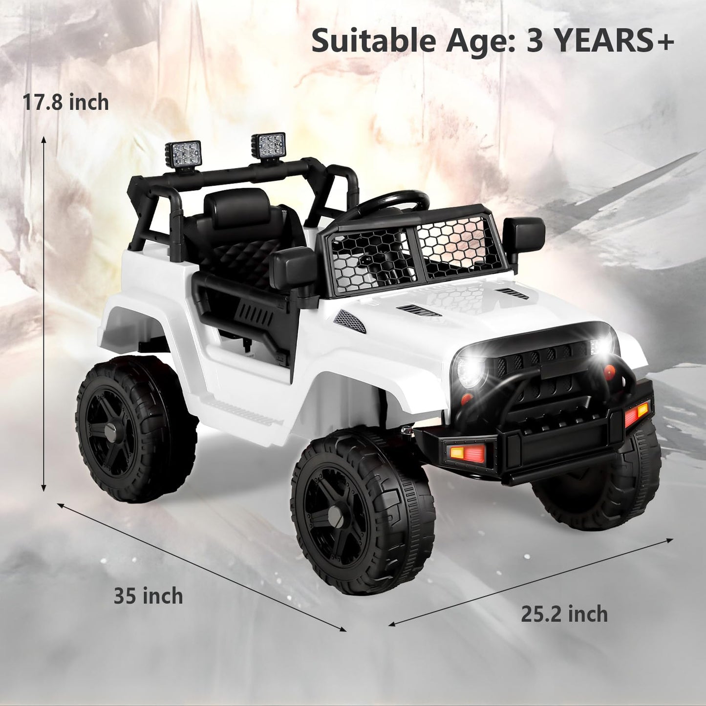 Kinder King 12V Kids Ride on Car Truck, Battery Powered Electric SUV w/ 2.4G Remote Control, Spring Suspension, 3 Speeds, 2 Moto