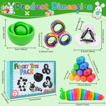Fidget Toys Adults Pack, Sensory Toys Set for Kids, Fidget Spinner Slug Magnetic Rings, Cool Gadget Gift for Girls Boys Teens AD
