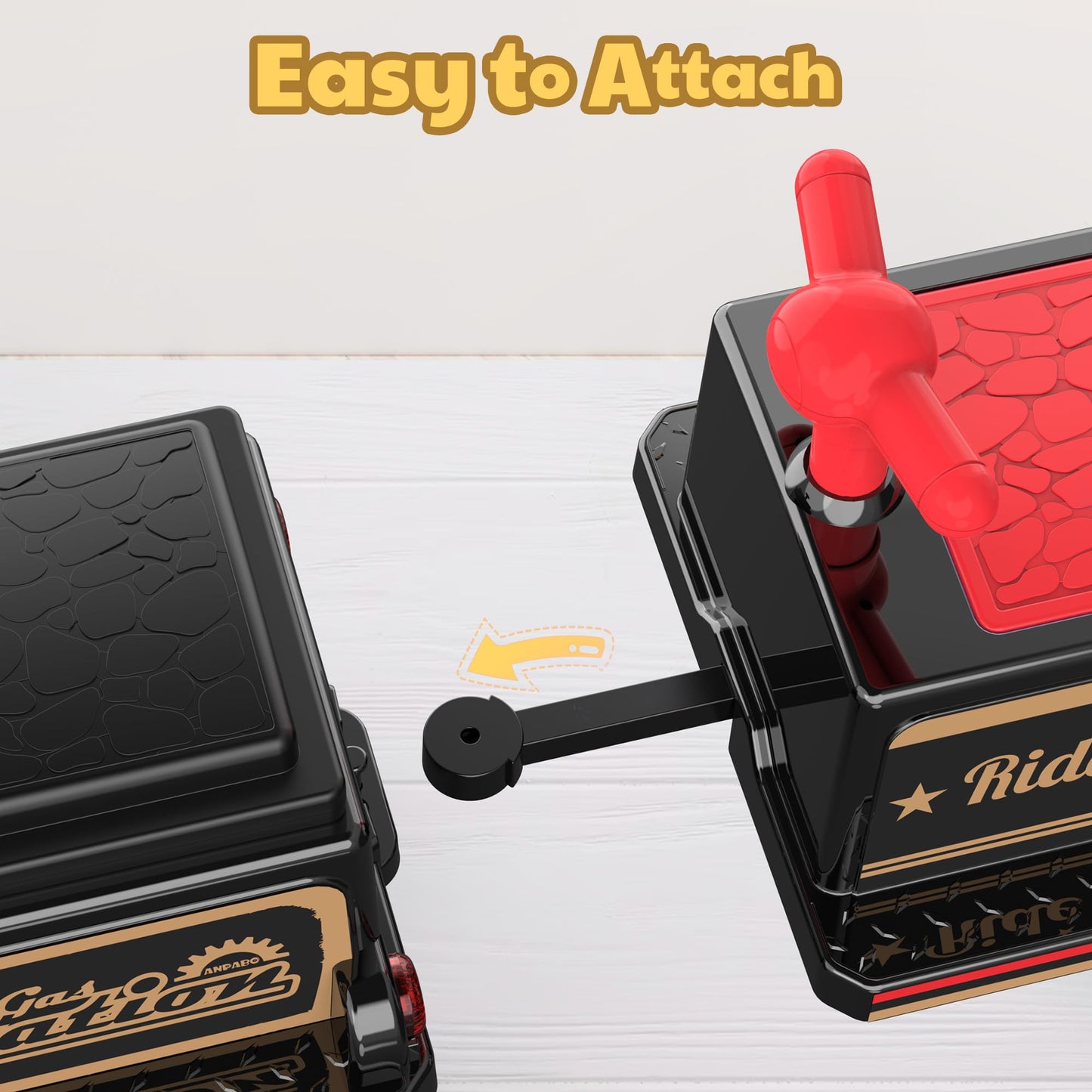 ANPABO Ride On Train Set Trackless, Include 1 Locomotive and 1 Carriage, 12V Kids Car with Height-Adjustable Seat, Extra Storage