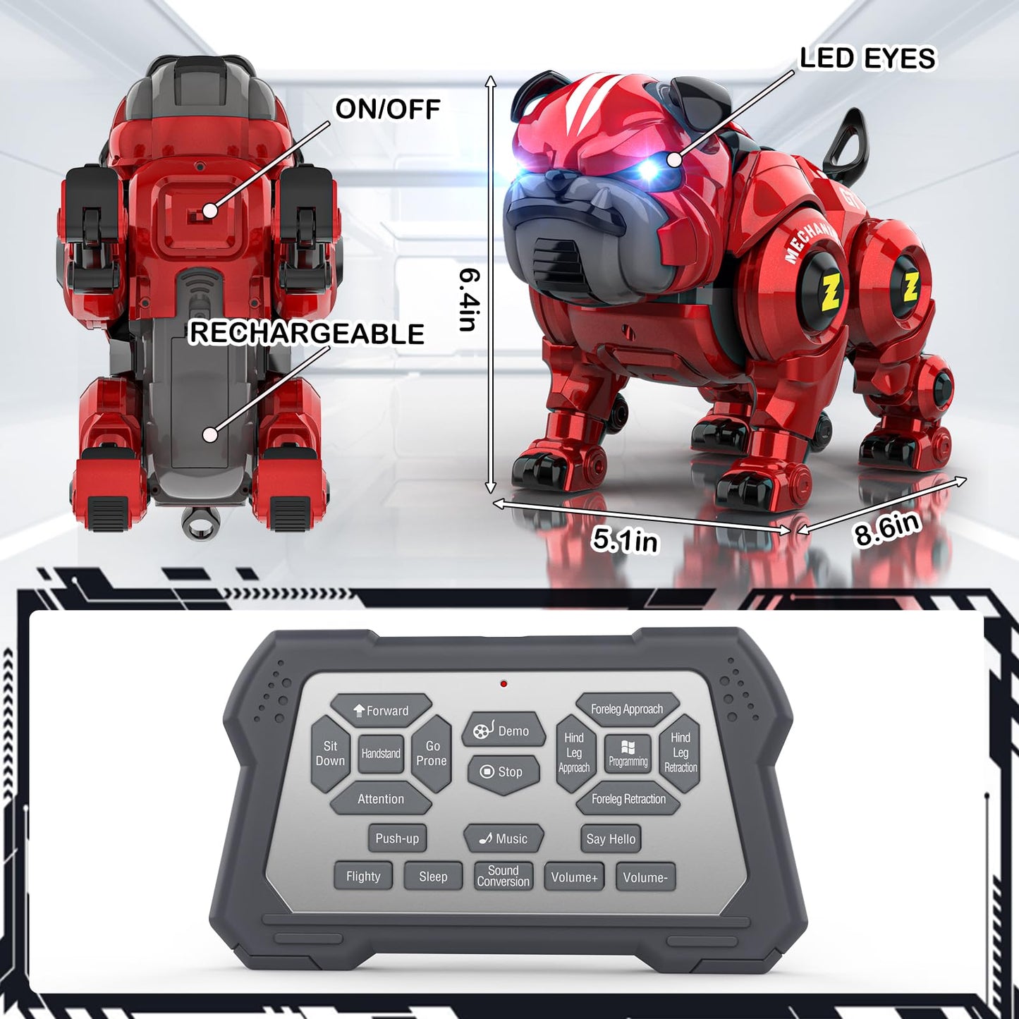 Lterfear Robot Dog For Kids, Remote Control Robot Rechargeable Programing Stunt Robo Dog With Sing, Dance, Touch Function, Robot