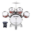 M SANMERSEN Toddler Drum Kit - 5 Drums, Stool, Jazz Set, Red, Model 8660, Rubber Musical Instruments for Kids