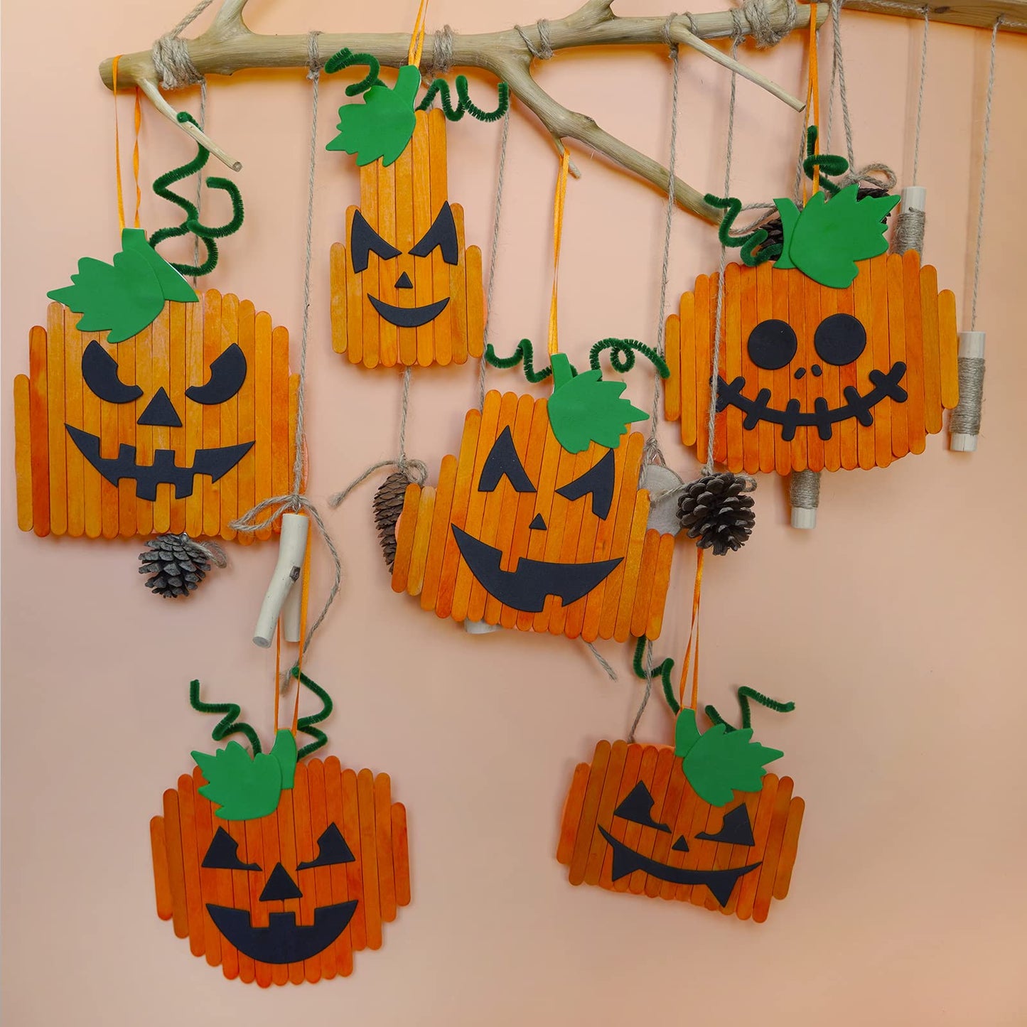 Winlyn 24 Sets Pumpkin Crafts Kits Halloween Crafts Fall Kids Crafts Diy Pumpkin Ornaments Decorations Art Sets Craft Sticks Pumpkin Foam Stickers Arts And Crafts For Kids School Classroom Activity