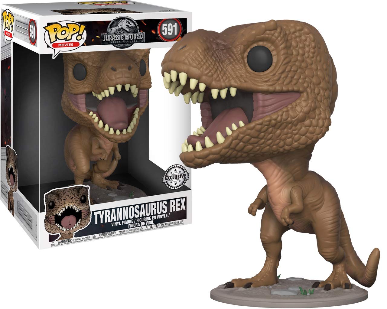 Funko Pop 10" Tyrannosaurus Rex - Jurassic World Exclusive, Grey/Brown, Model 30905, Collectible Plastic Figure
