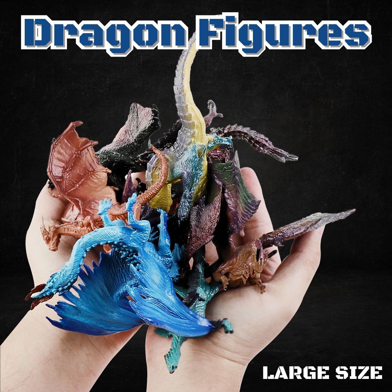 Liberty Imports 12 Pcs Dragon Toy Figures, 5" Hand Painted, Assorted Designs, Multicolor, Ideal for Kids Party Favors & Cake Toppers