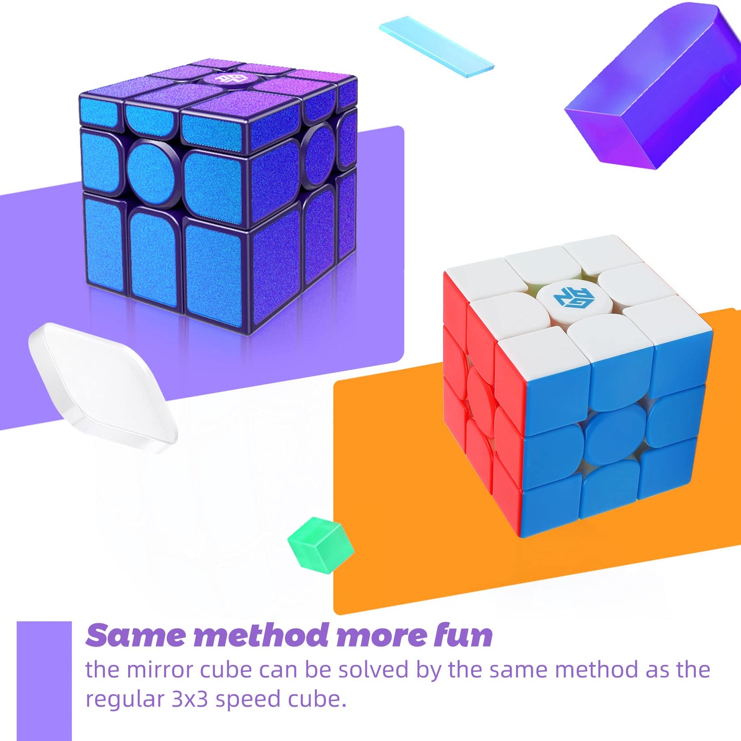 GAN Cube GAN Mirror M Speed Cube 3x3 Magic Cube Puzzle Toy Game for Kids mature-themed Cuber Starlight Purple
