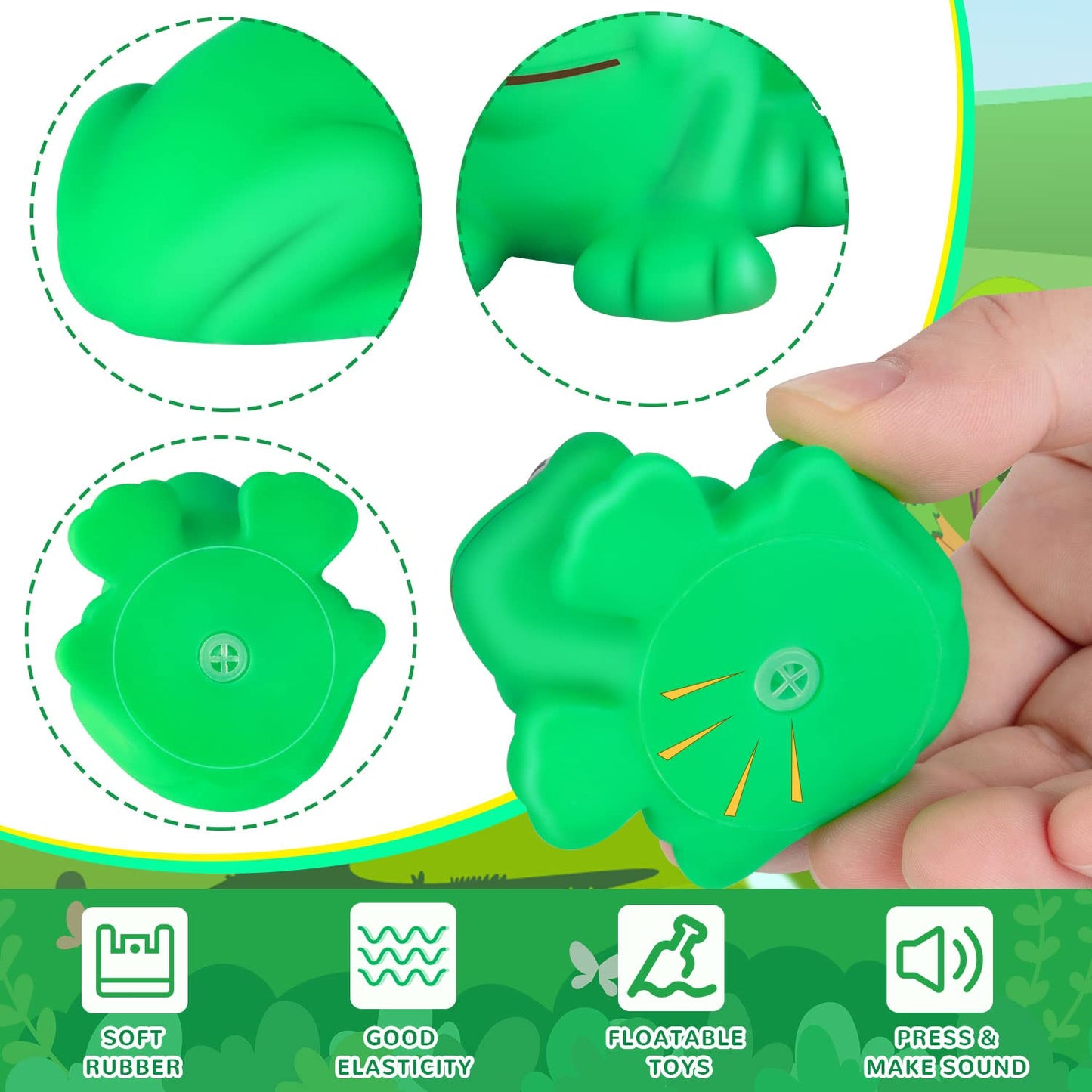 Mgztthw 18 Pcs Rubber Frogs For Kids, Cute Floating Squeaky Frog Bath Toy Mini Plastic Frogs For Cake Decoration Classroom Carni