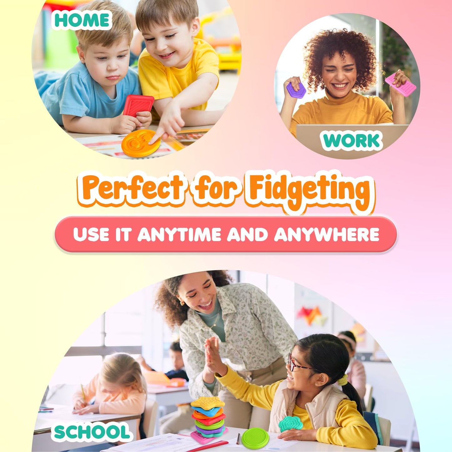 Fidget Toys For Kids: 8 Pack Textured Soft Pad For Autism Kids Calming - Fidget Stress Toys For Students Anxiety Relief - Small Prizes Fidget Toys