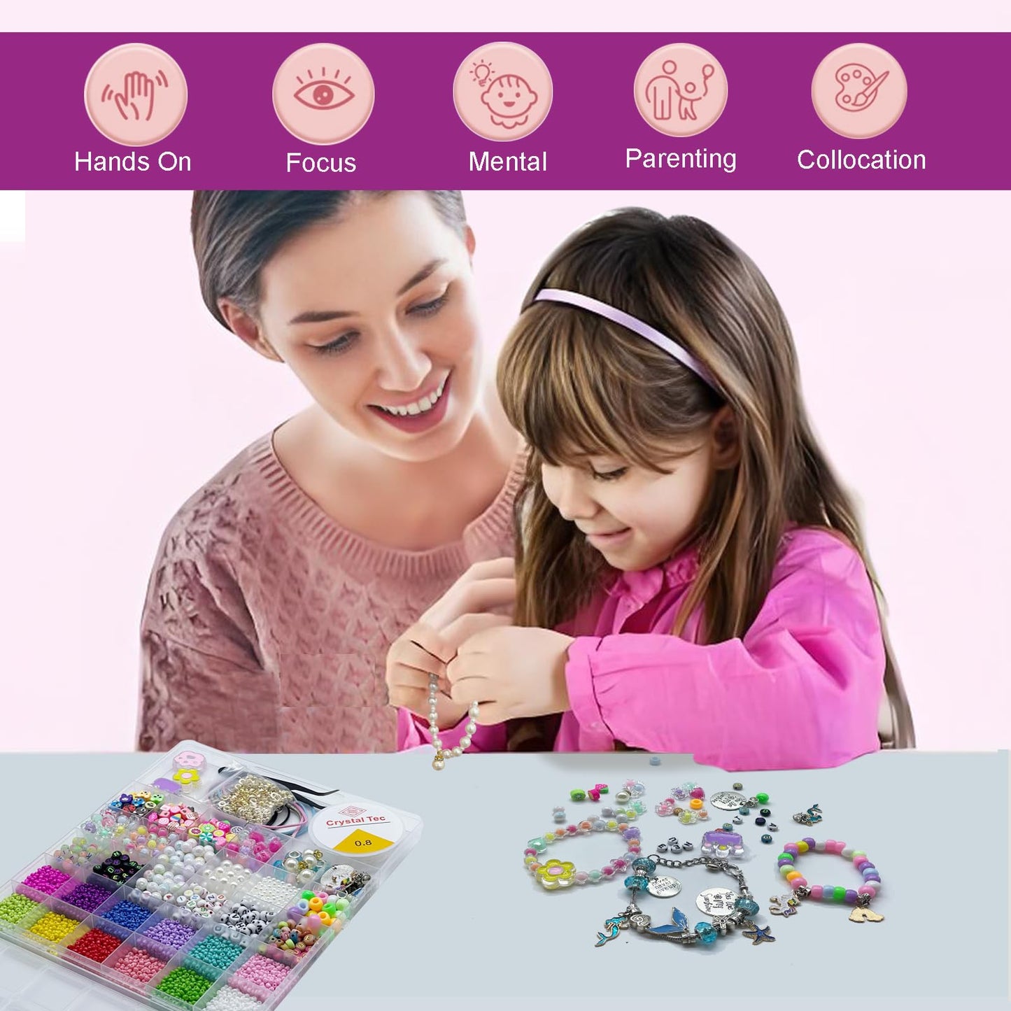 PHODDR 4300pcs Beads Bracelet Making Kit ,Beads for Jewelry Making Kit Supplies, Friendship Bracelet kit, Birthday Christmas Gif