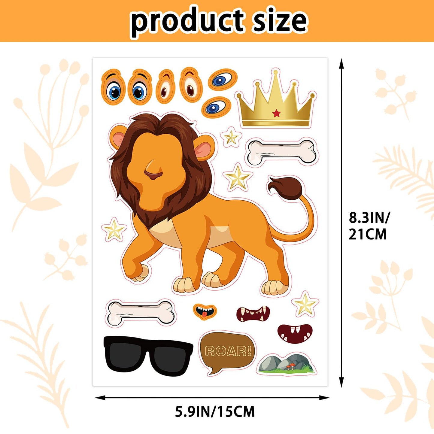 24 Sheets 8.3'' 5.9'' Make Your Own Zoo Animal Stickers For Toddlers Kids Party Favors, Make A Face Stickers For Kids Activitie